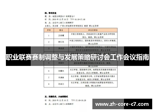 职业联赛赛制调整与发展策略研讨会工作会议指南