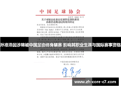 孙准浩因涉赌被中国足协终身禁赛 影响其职业生涯与国际赛事资格